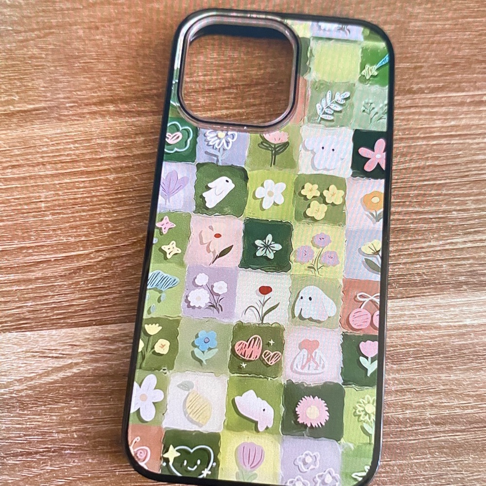 Green Floral Grid Phone Case by